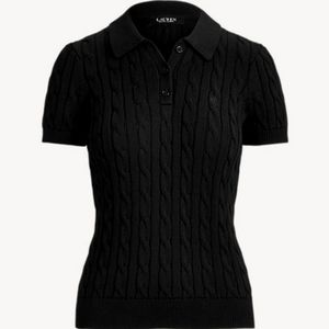 Lauren Ralph Lauren black cable knit short sleeved sweater